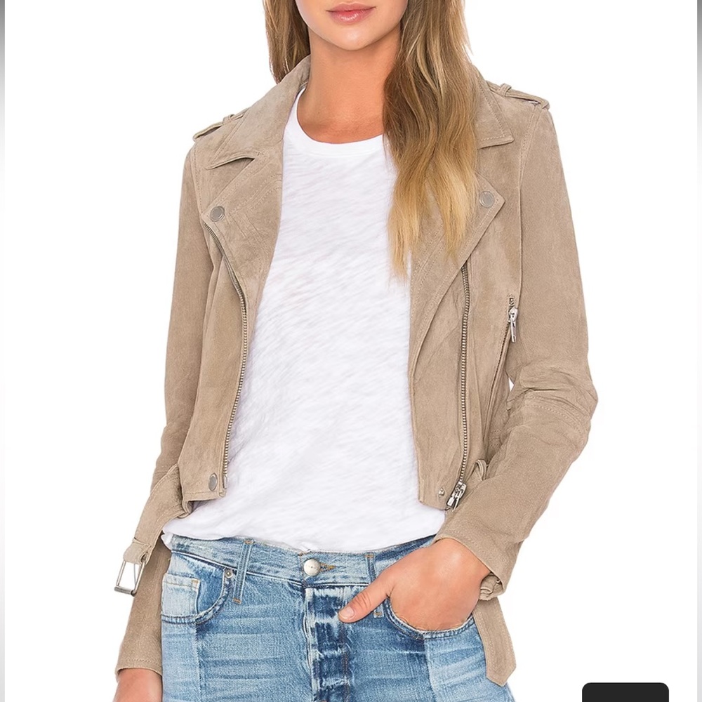 BLANKNYC Suede Moto Jacket in Sand Stoner